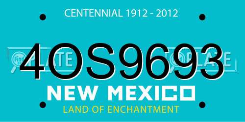4OS9693 New Mexico License Plate