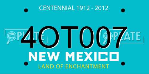 4OT007 New Mexico License Plate