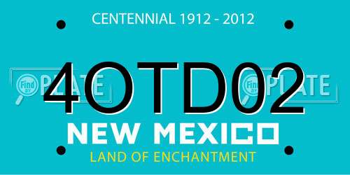 4OTD02 New Mexico License Plate