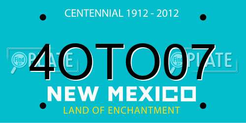 4OTO07 New Mexico License Plate