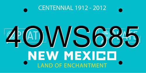 4OWS685 New Mexico License Plate