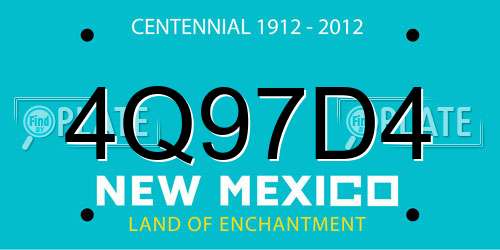 4Q97D4 New Mexico License Plate