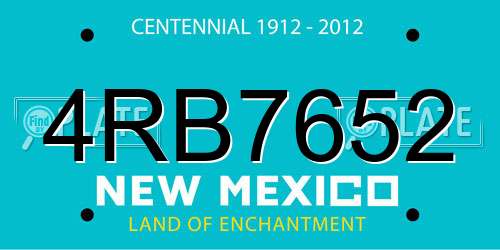 4RB7652 New Mexico License Plate