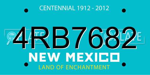 4RB7682 New Mexico License Plate