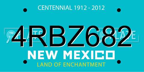 4RBZ682 New Mexico License Plate