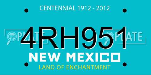 4RH951 New Mexico License Plate