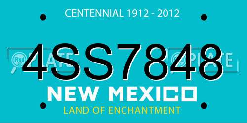 4SS7848 New Mexico License Plate
