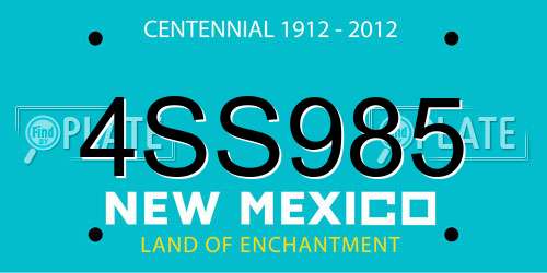 4SS985 New Mexico License Plate