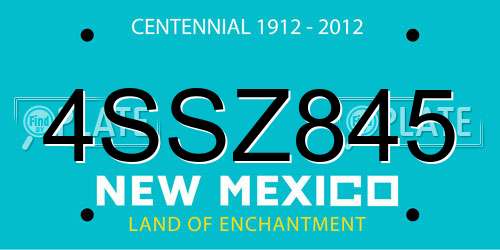4SSZ845 New Mexico License Plate