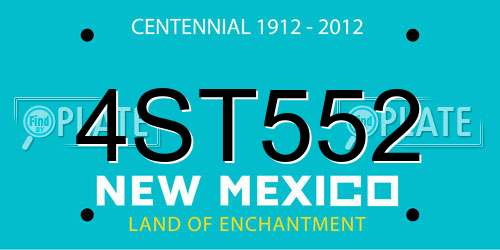4ST552 New Mexico License Plate