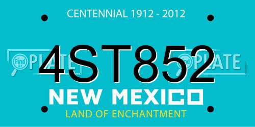 4ST852 New Mexico License Plate