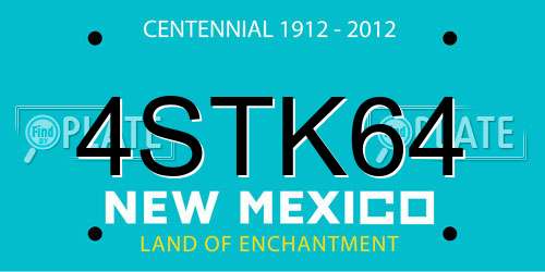 4STK64 New Mexico License Plate
