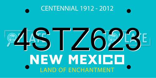 4STZ623 New Mexico License Plate