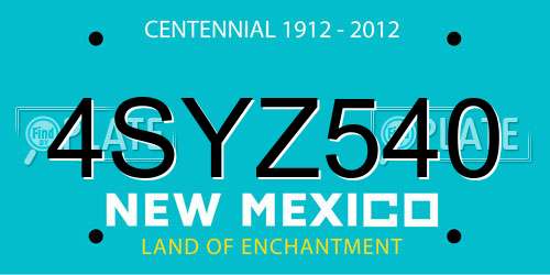 4SYZ540 New Mexico License Plate