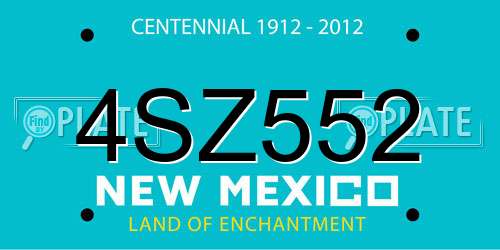 4SZ552 New Mexico License Plate