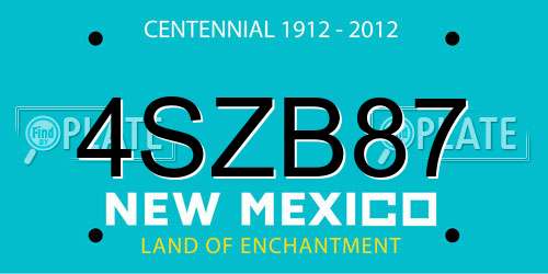 4SZB87 New Mexico License Plate