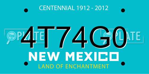 4T74G0 New Mexico License Plate