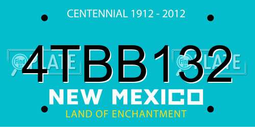4TBB132 New Mexico License Plate