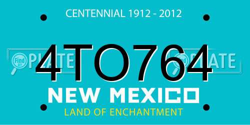 4TO764 New Mexico License Plate