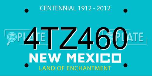 4TZ460 New Mexico License Plate