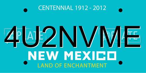 4U2NVME New Mexico License Plate