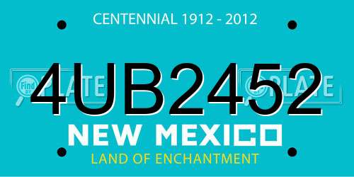 4UB2452 New Mexico License Plate