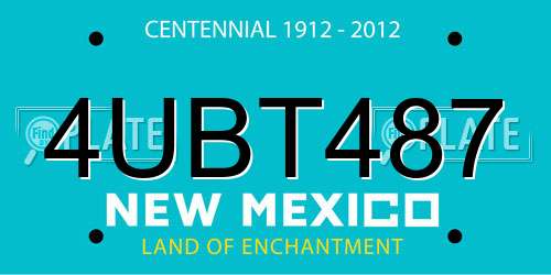 4UBT487 New Mexico License Plate