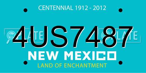4US7487 New Mexico License Plate