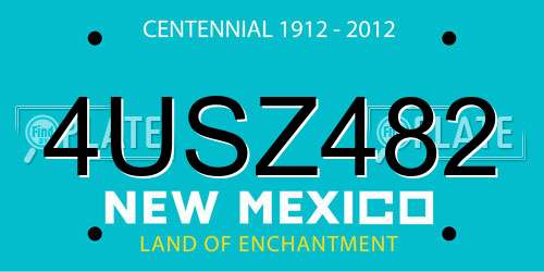 4USZ482 New Mexico License Plate