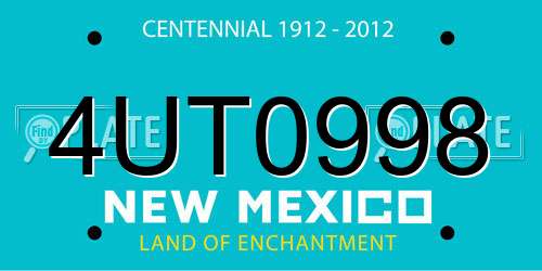 4UT0998 New Mexico License Plate