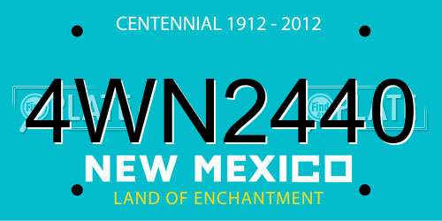 4WN2440 New Mexico License Plate