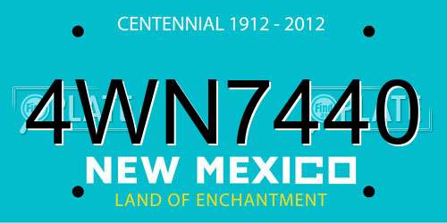 4WN7440 New Mexico License Plate