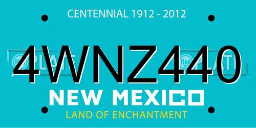 4WNZ440 New Mexico License Plate