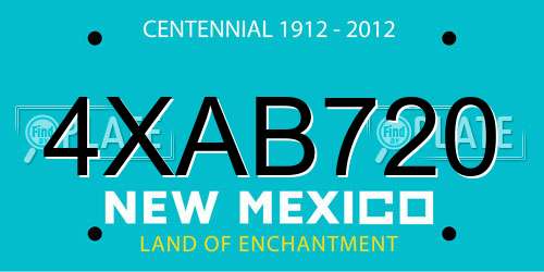 4XAB720 New Mexico License Plate