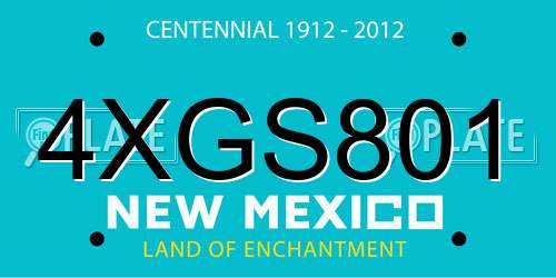 4XGS801 New Mexico License Plate