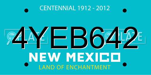 4YEB642 New Mexico License Plate