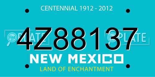 4Z88137 New Mexico License Plate