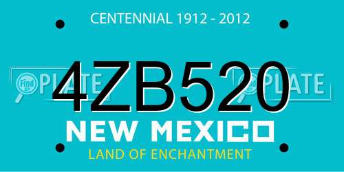 4ZB520 New Mexico License Plate