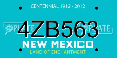 4ZB563 New Mexico License Plate