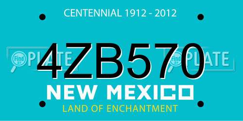 4ZB570 New Mexico License Plate