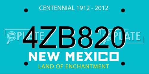 4ZB820 New Mexico License Plate