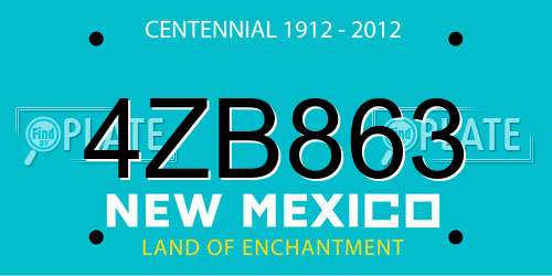 4ZB863 New Mexico License Plate