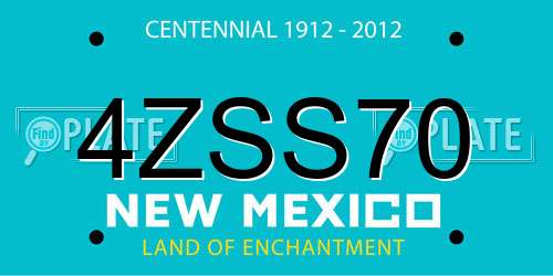 4ZSS70 New Mexico License Plate