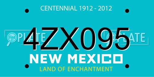 4ZX095 New Mexico License Plate