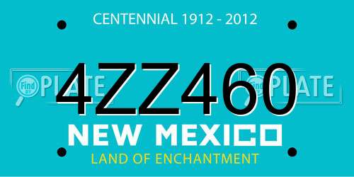 4ZZ460 New Mexico License Plate