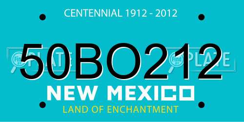 50BO212 New Mexico License Plate