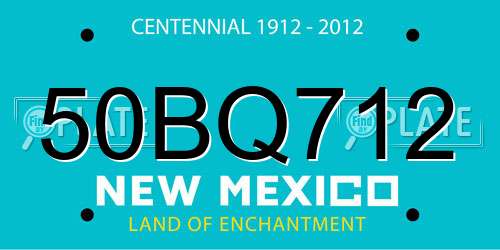 50BQ712 New Mexico License Plate