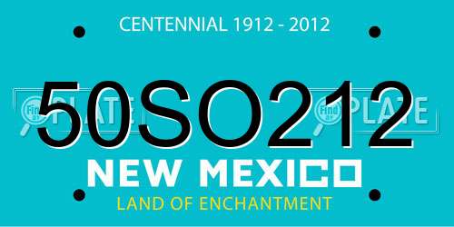 50SO212 New Mexico License Plate