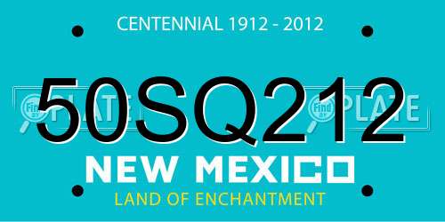 50SQ212 New Mexico License Plate