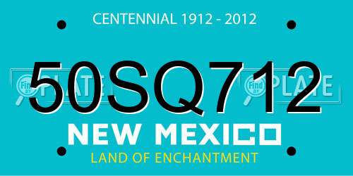 50SQ712 New Mexico License Plate